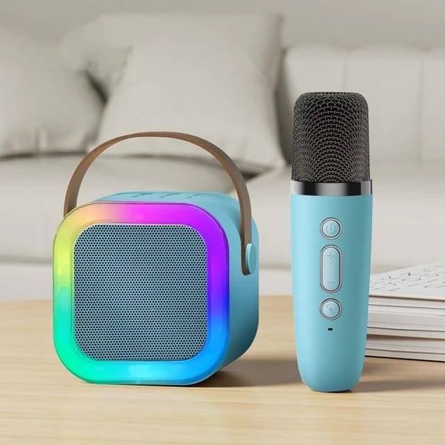 K12 Mini Portable Karaoke Bluetooth Speaker Dual Microphone Audio 
